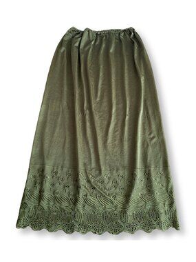 Green Lace Vintage Boho Layered Cottagecore Fairycore Maxi Skirt (OS)